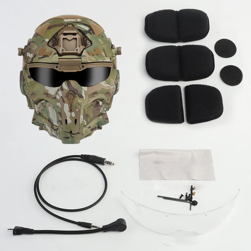 CXXM assault helmet Built-in communication headset, anti-fog fan, replaceable lenses tactical helmet full face helmet