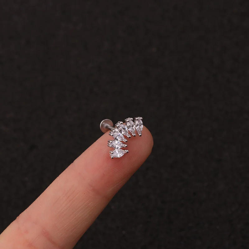 creative crown earrings stainless steel flat bottom ear bone nails lip nails nourishing ear piercings Female  piercing