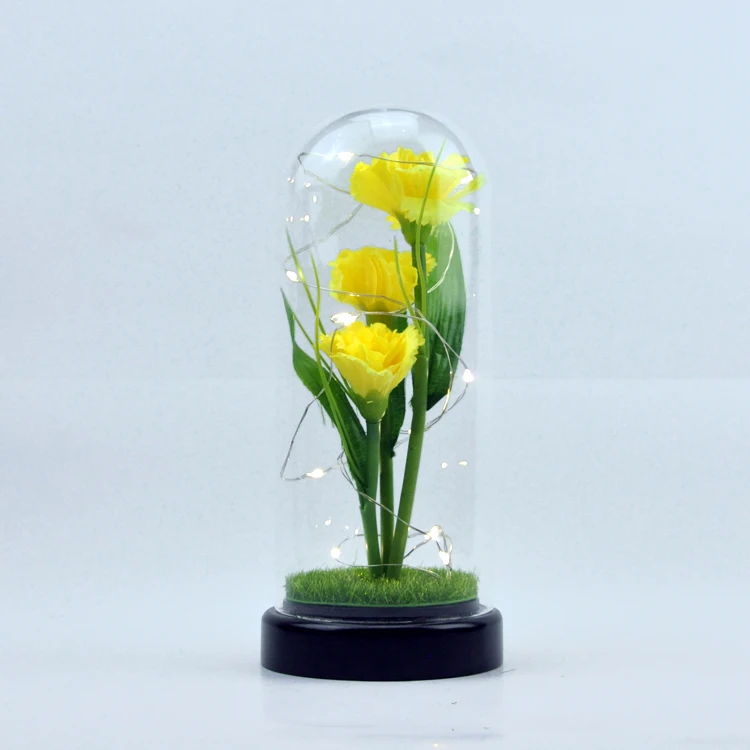 
2021 best selling Led Light Eternal Rose Glass Dome Flower Display for Her 