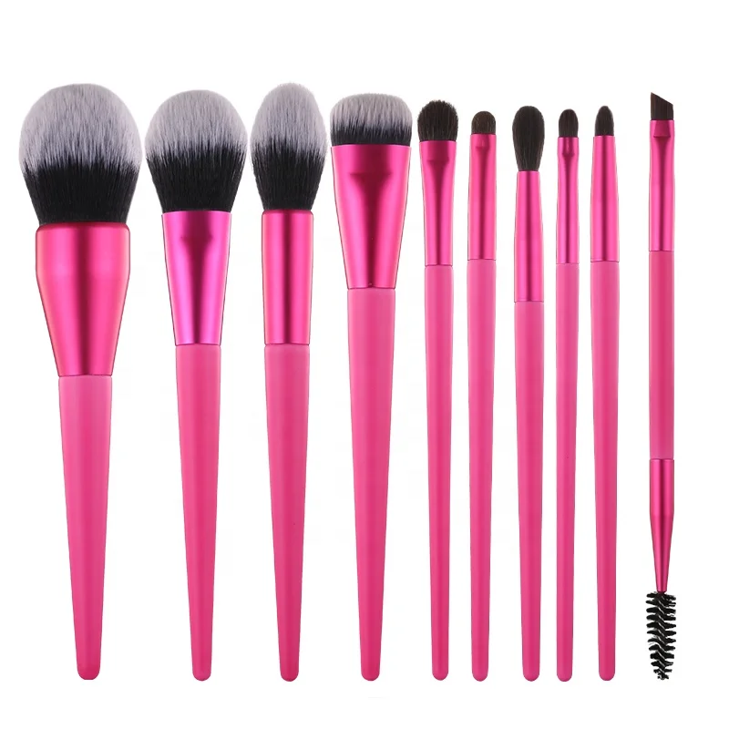 2021 Private Label Cosmetic Make Up Brush Set Professional Makeup Brush Kit Pink Makeup Brushes Set with Logo Customized 10 PCS (1600171880419)