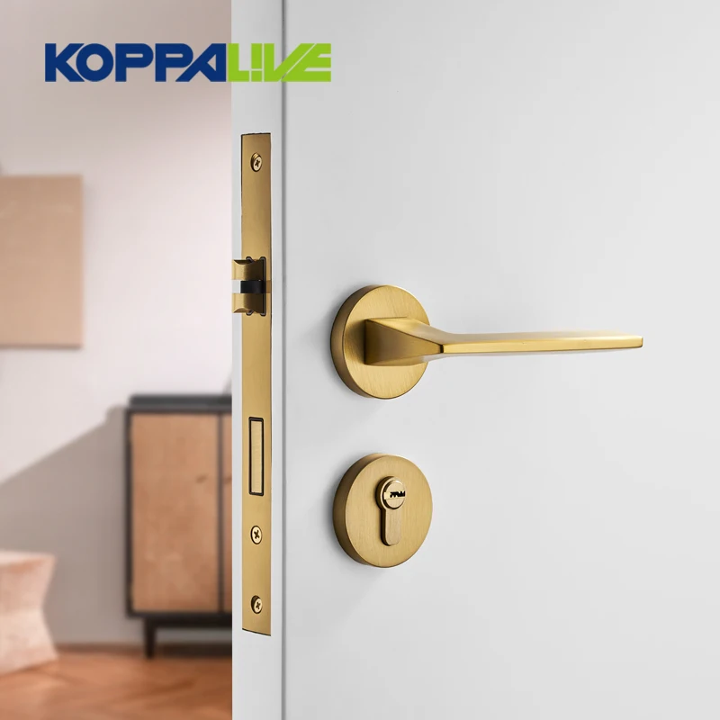 KOPPALIVE Gold Black Gray Brass Mortise Front Door Handles Indoor Cheap Bedroom Bathroom Lever Door Handles and locks