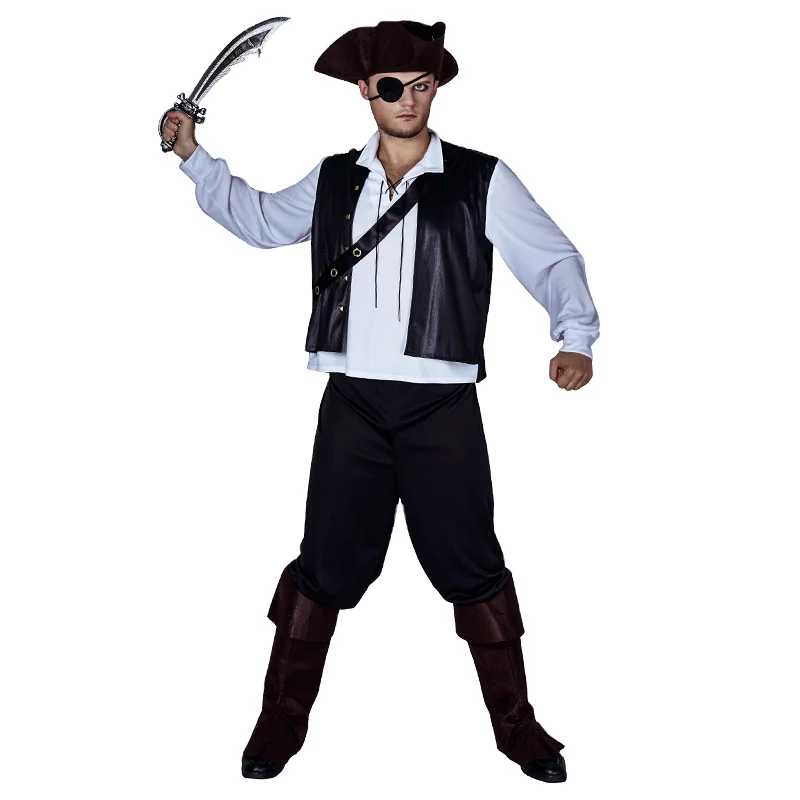 Wholesale Cosplay Party Pirate Costume Halloween  Performance Buccaneer Costume For Adult Men