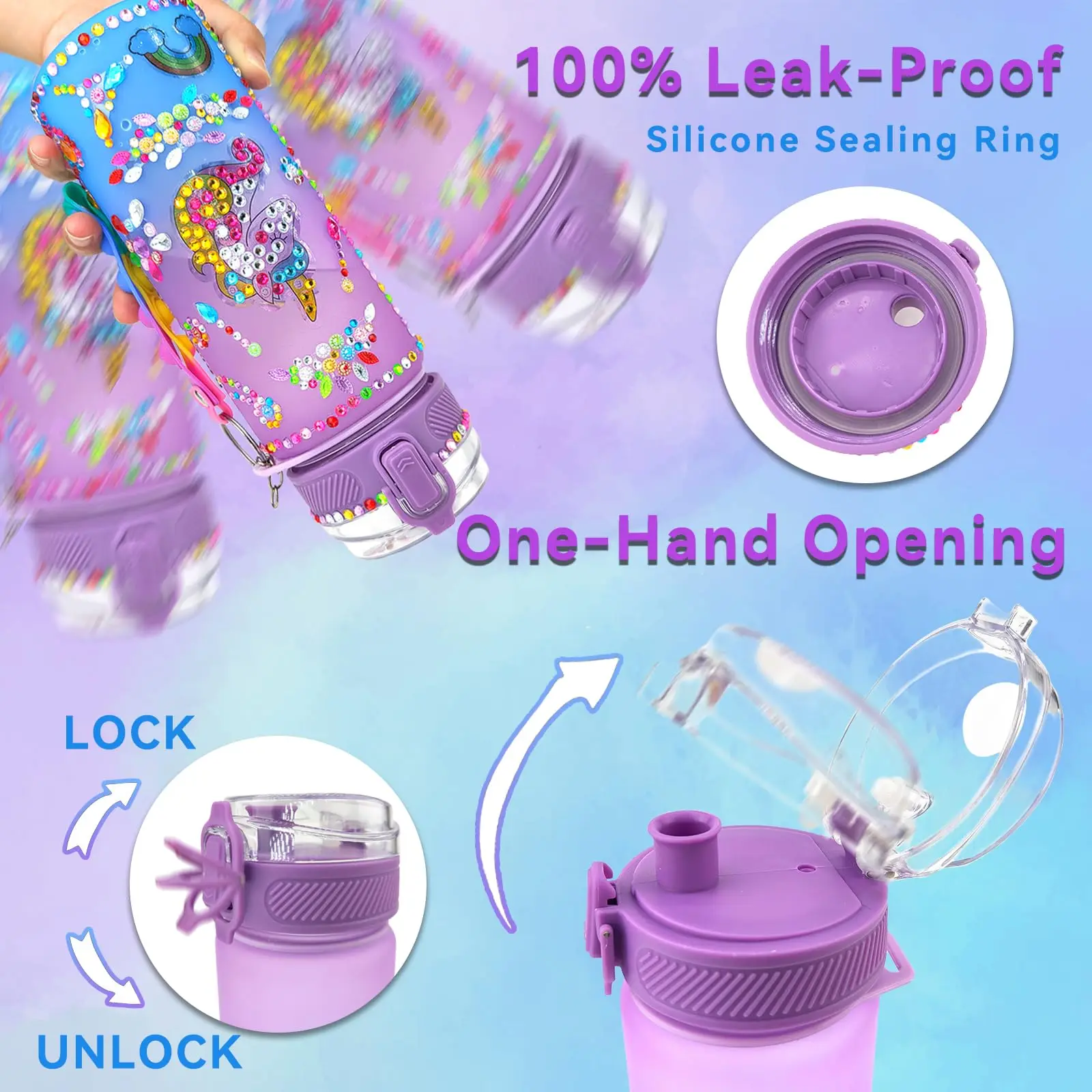 Decorate Your Own Water Bottle Kits for Girls Unicorn Gem Diamond Painting Crafts,Fun Arts and Crafts