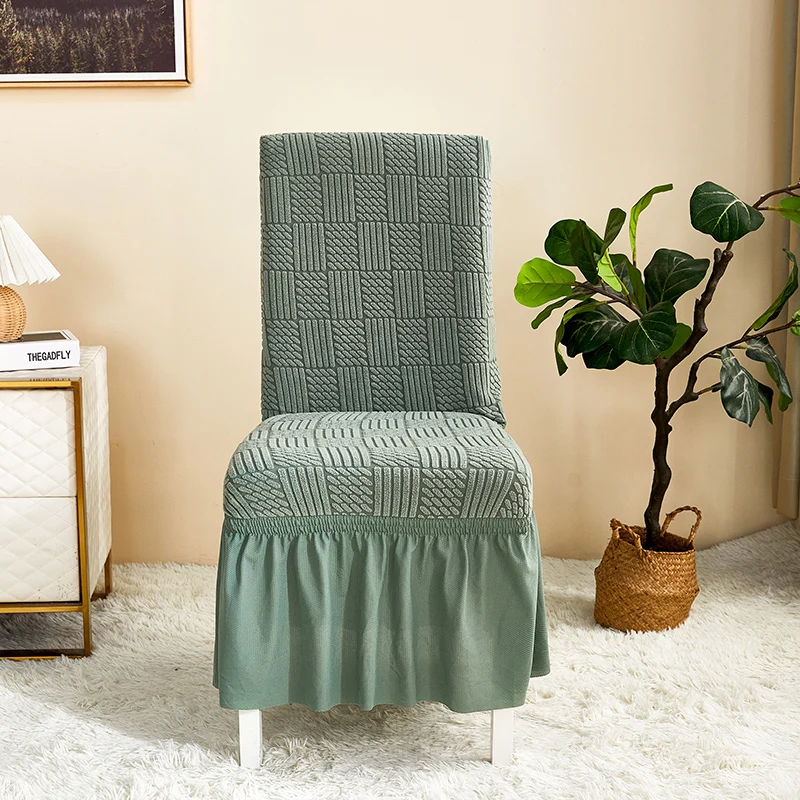Wholesale waterproof soft Jacquard wedding chair covers stretch chair seat covers with skirt