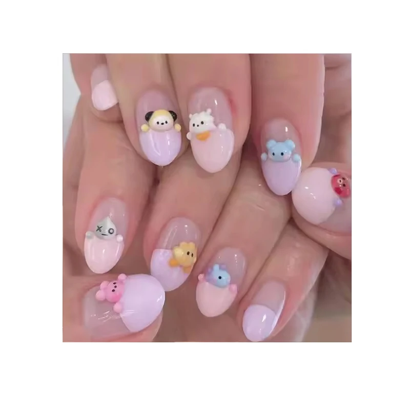 Hot Selling Lovely Girl Press On Nails 3D Animal Cuty Design Wholesale False Nails