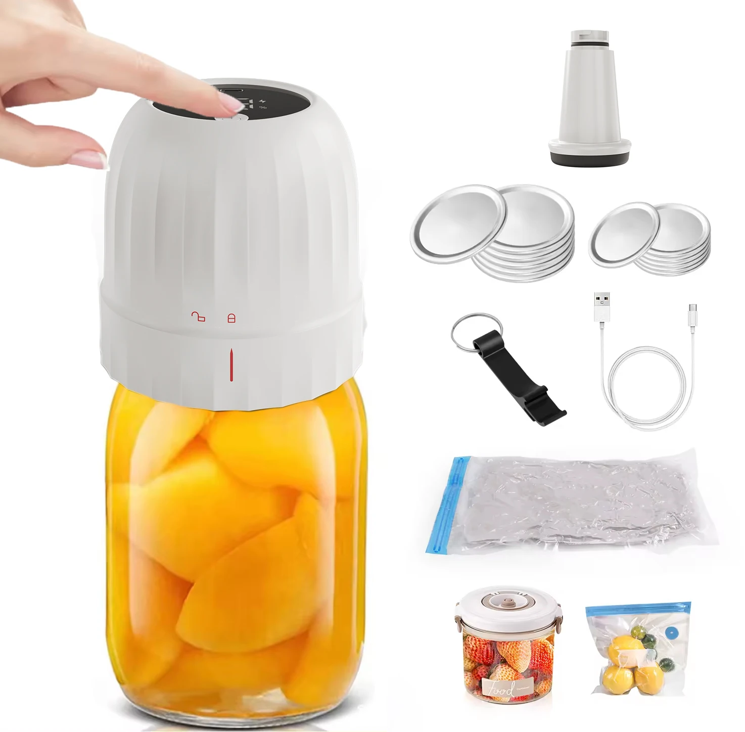 USA New household Automatic Mason Jar Sealer Vacuum Seal Glass Jar Sealer Machine for Beverage Preservation Korea Canned kimchi