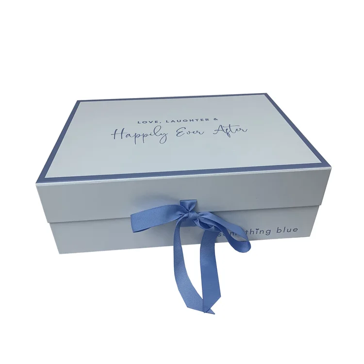 HENGXING Custom cardboard flat pack folding box packaging magnetic paper foldable gift box with ribbon