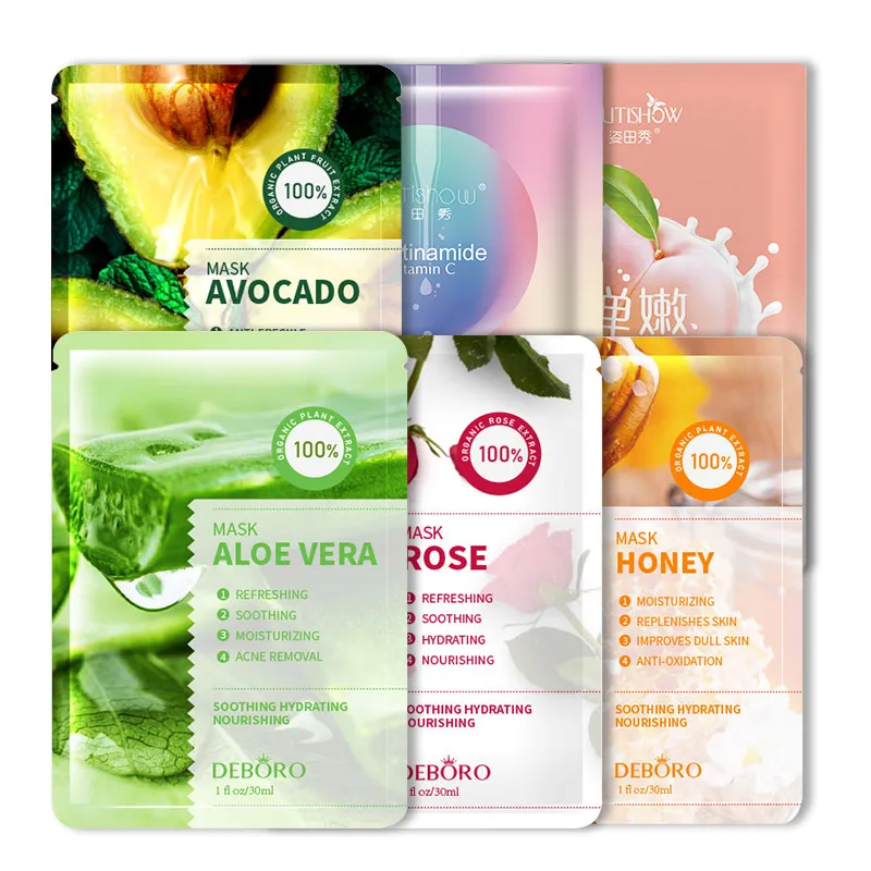 Deboro Korean cosmetics Private Label Honey Aloe Vera Rose Avocado Facial Cleansing Mask Skincare Multipurpose Sheet Facial mask