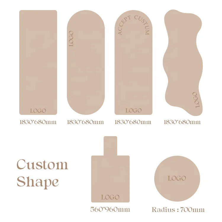 Custom Logo Factory Wholesale 5mm Thick Curve Oval U Shaped Coconut Milk Color Beige Matt PU Rubber Grounded Yoga Mat