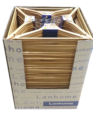 Вешалка из натурального дерева с хромированным крючком и стержнем для пальто