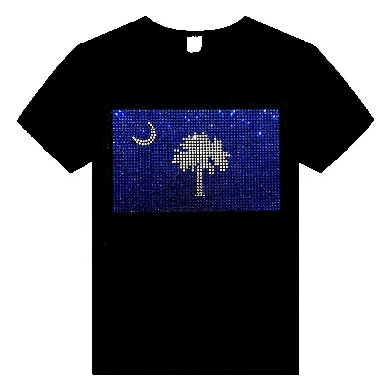 HotFix Rhinestones Transfers South Carolina Iron on Transfers Design Rhinestones Carolina Flag Motif Appliques  For Garments