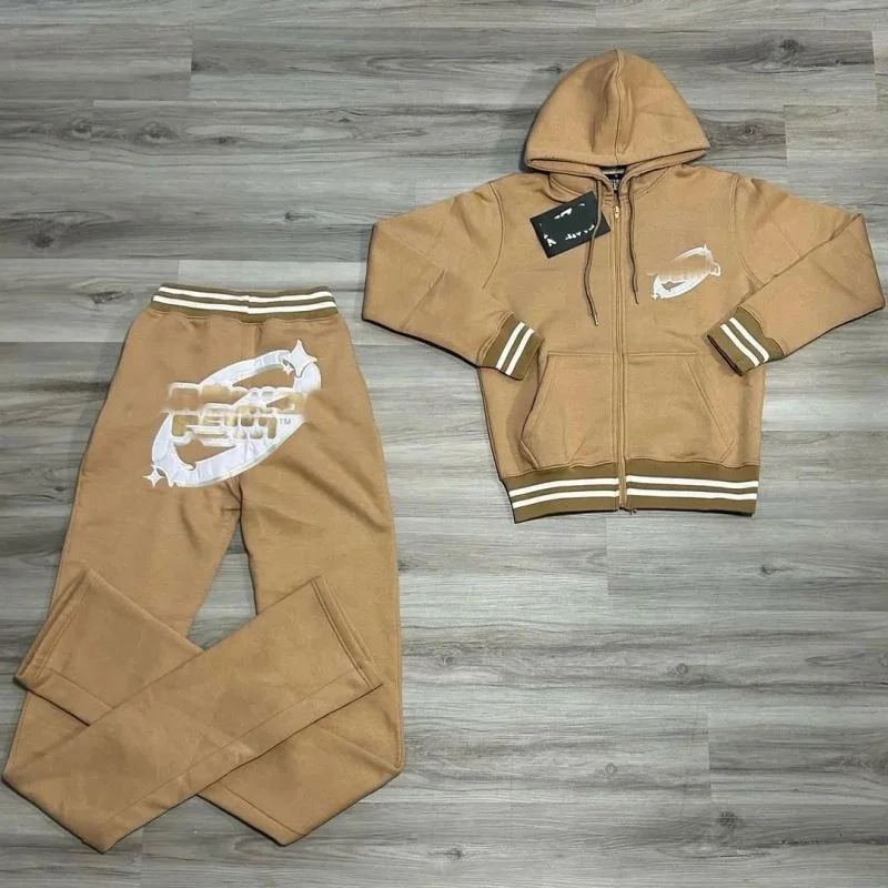 Embroidery Cotton Sweat Suits Thick Unisex 2 Piece Sweat Sets Mens Sweatsuits Set With Hoodie Casual Sets