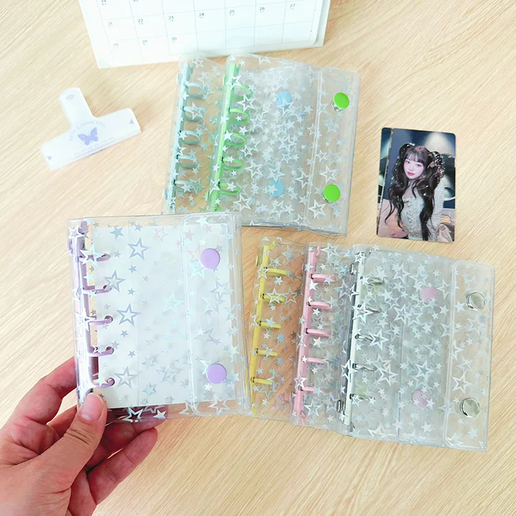 Wholesale M5 Soft PVC Binder Clear Loose Leaf 6 Ring Binders Mini Notebook MINI Budget Binders with Snap Button