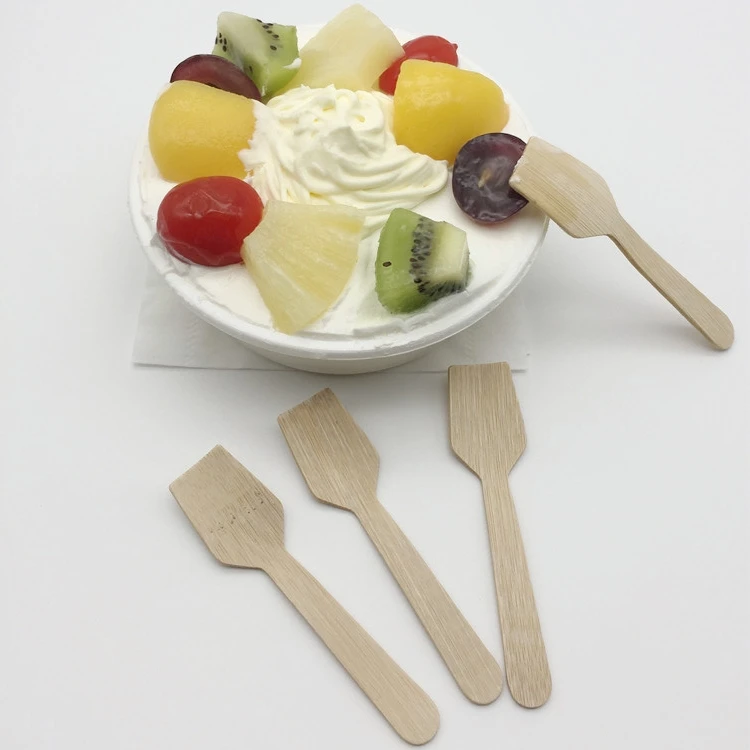 Factory wholesale customized food grade disposable natural organic bamboo ice cream spoon