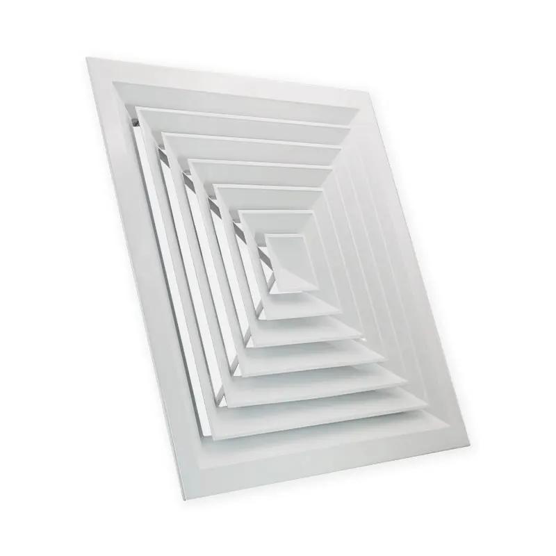 Hot sale 4-way supply ceiling air diffuser with opposite blade damper aluminum square grille for air ventilation