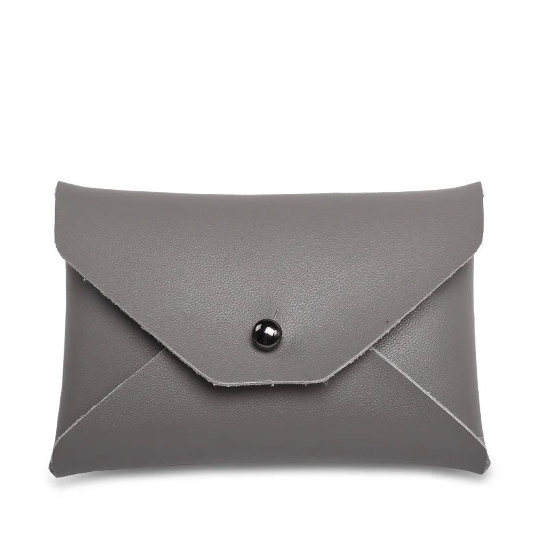 ya194 Custom Logo Handmade Genuiine Leather Square Minimalist Envelope Card Wallet for Women Cash Card Envelopes Wallet