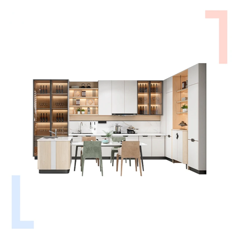 New Arrival Luxury Lacquer Modern Design U Shape Kitchen Cabinets With Island Kitchen Furniture Storage cabinet