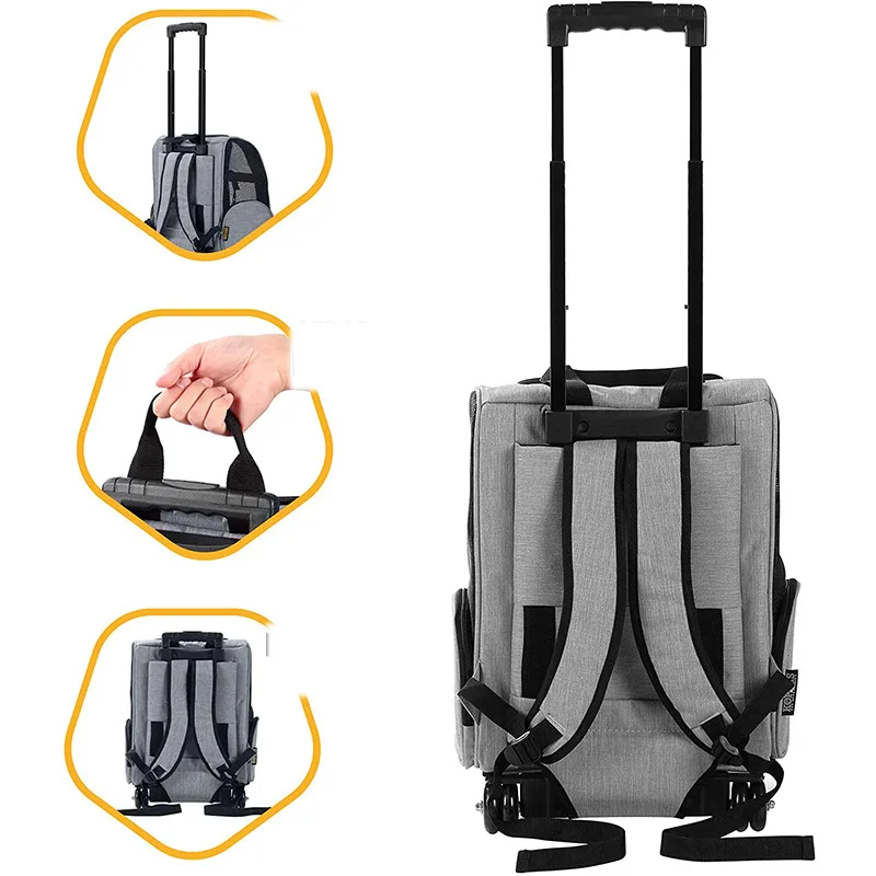 Portable Multi Function Dog Pet Travelling Carrying Trolley Backpack Bag