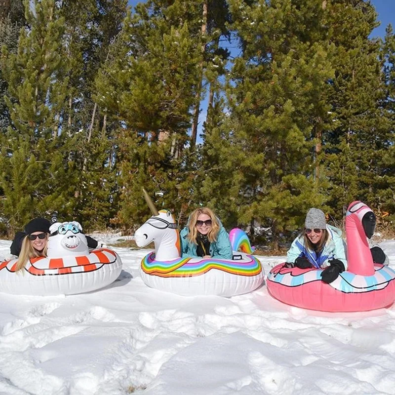2019 New Winter Sports Durable Flamingo Sled Tube Inflatable Snow Tube for Sale