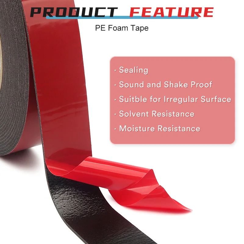 Solvent glue Heavy Duty strong adhesive Bonding Waterproof Double Sided PE Foam Tape for Cars
