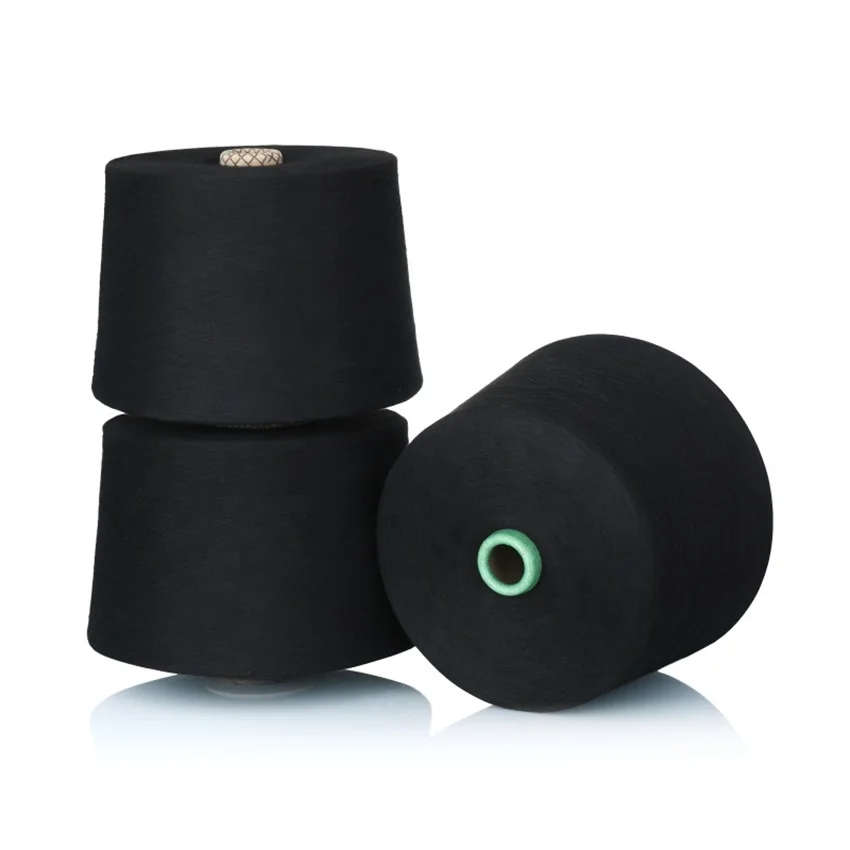 Blended black color ring carded siro compact polyester viscose  Yarn with counts 21/1 32/1 40/1