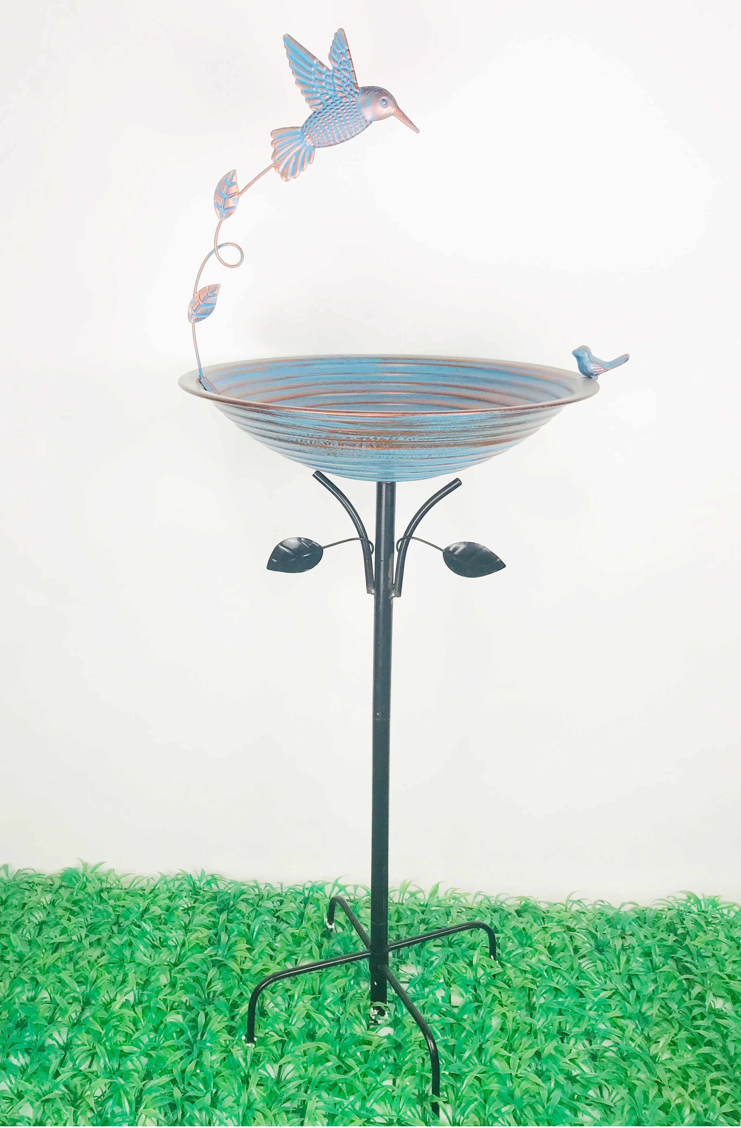 Bird Bath stake Antique Garden Iron Plant Trellis With Decorative Hummingbird flower Detachable garden decoration outdoor