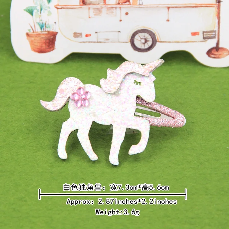 Cute rainbow unicorn accessories baby hair clips Mermaid children hair clips Angel wing snail