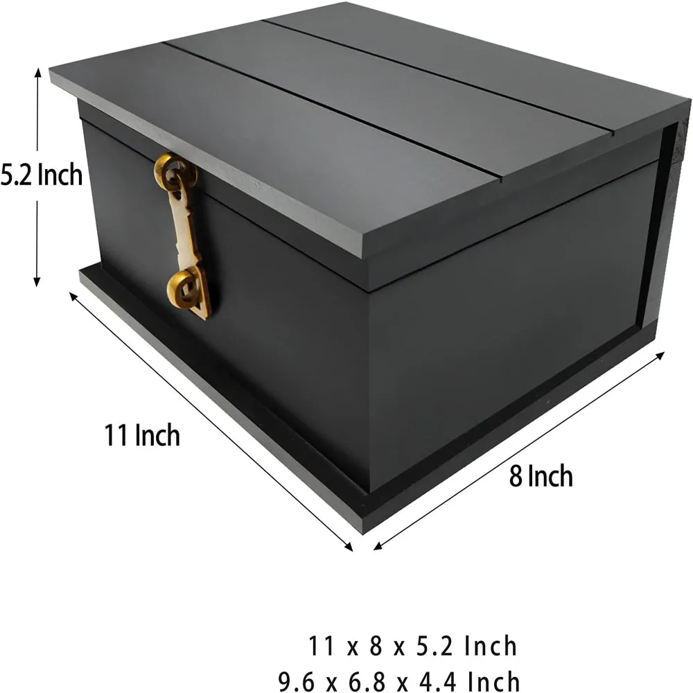 Wood Black Gift Box Solid Wood Flippable Wood Box Desktop Sundries Storage Finishing Box