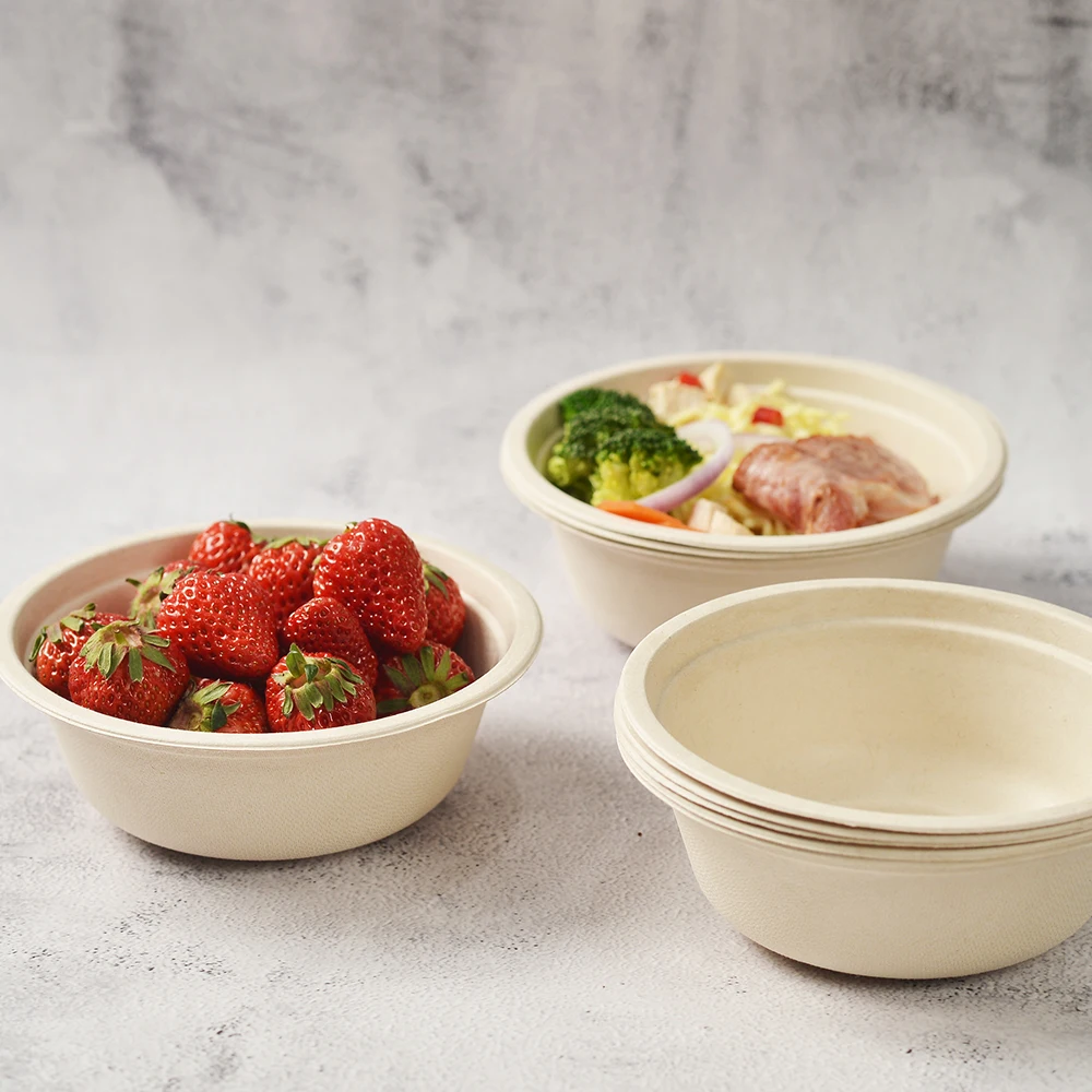 Eco-friendly Compostable Disposable soup bowls biodegradable bagasse pulp paper tableware