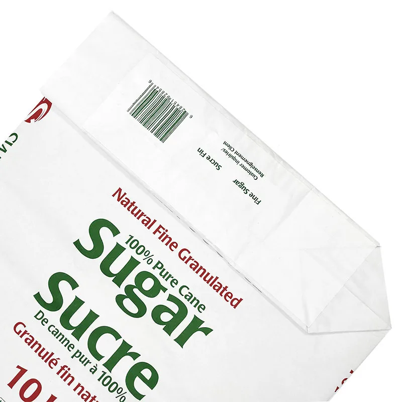 custom 10kg White Kraft Sugar Packaging Paper Bag For Rice Flour Sugar