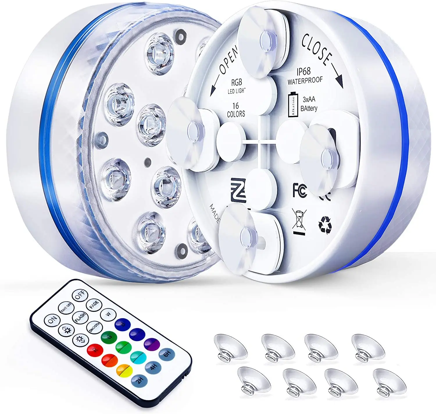 
High brightness 3AA Submersible IP68 Waterproof portable 13LED Pool Light with Remote Cups for party fishtank bathtub 