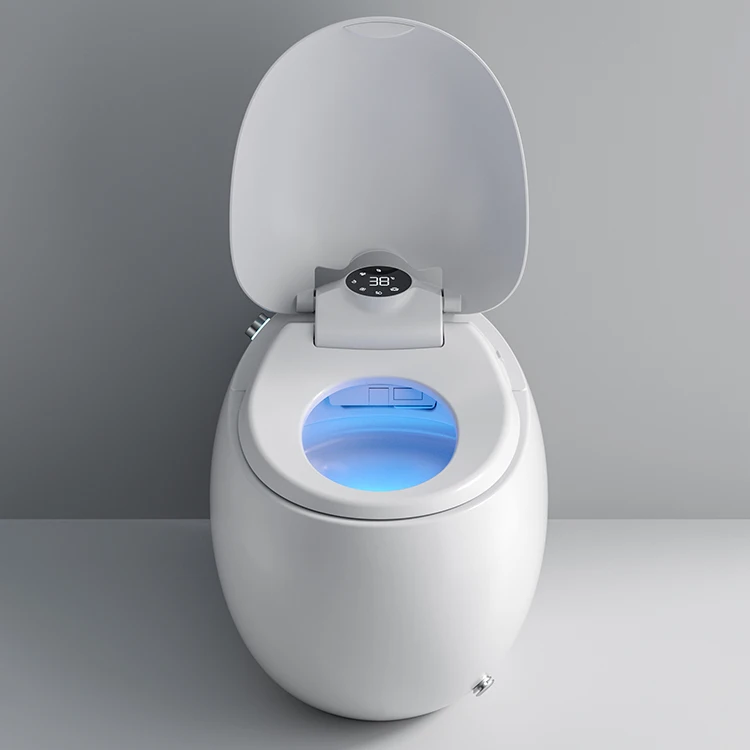Modern round one piece siphon jet closestool egg shape electric auto sensor open automatic flush intelligent smart toilet bowl