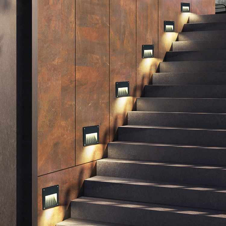 G-1037 wholesale LED wall lamp black gray white indoor and outdoor embedded ip65 inductive stair step lamp