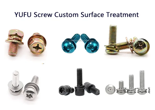 Steel Slotted Phillips Torx Hex Socket Drive Sems Pan Cap Truss Round Head Screw Assembled With Double Square Flat Spring Washer