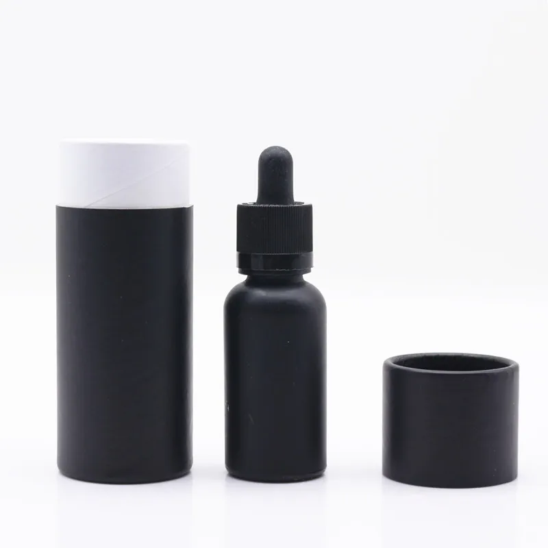 30ml matte frosted black glass scaled dropper bottle essential oil bottles with dropper bottle use cardboard tube box 1oz