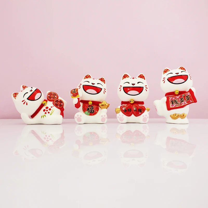 BONWILL Laughing Lucky Cats Cat Gold Money Decorations for Home Fathers Day Gifts for Best Wishes