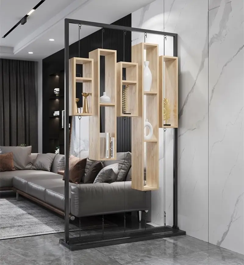 Скандинавский свет роскошная маленькая гостиная металлическая деревянная перегородка простой стиль делитель креативный современный пол полка для офиса