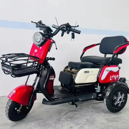 Electric Passenger Tricycle Multifunctional E-Tricycle with Steel Wheel Adult Tandem Electronic Delivery Tricycle for Urban Use
