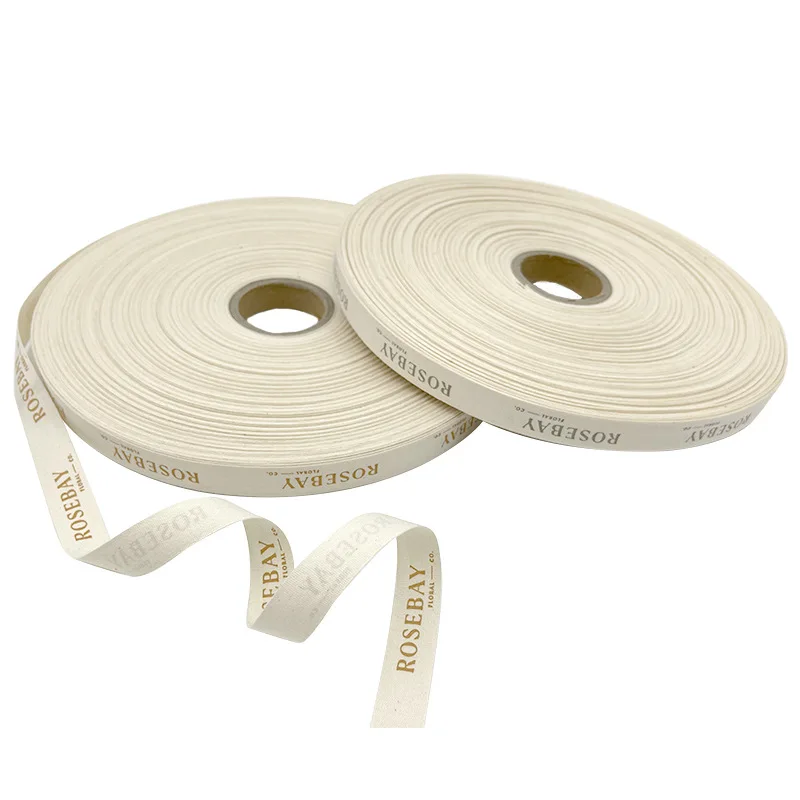 Luxury Custom Eco-friendly Cotton Ribbon Printed Logo Decoration Ribbon For Flower Cakes