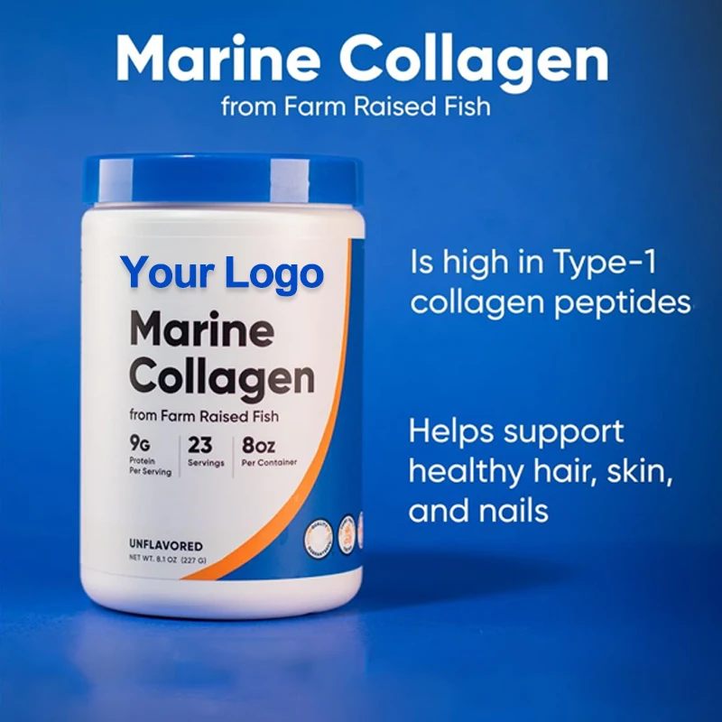 OEM ODM private label multi hydrolyzed halal marine fish vital proteins collagen peptides powder supplement with vitamin c