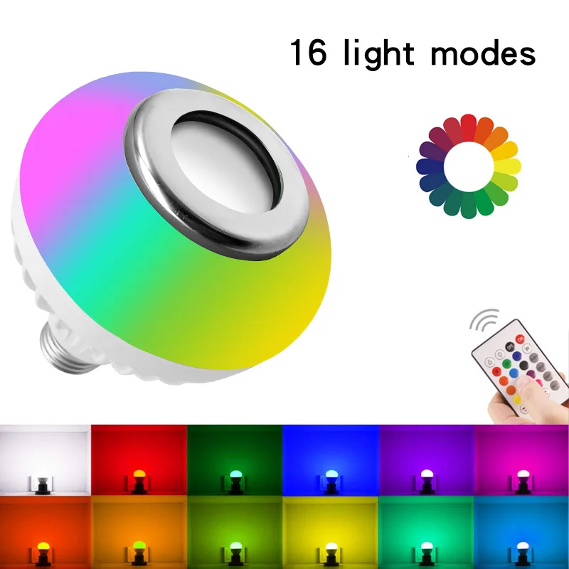Led Light Bulb Blueteeth Speaker 24 Key Rgb Ir Remote Controller Built-in Speaker Led Bulb Lighting Led Light Speaker