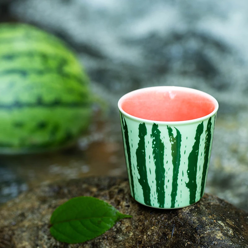 Modern Style Kung Fu Teacup Watermelon Coke Design Large Ceramic Espresso Cup for Tea & Coffee for Masterpiece Coffee Experience