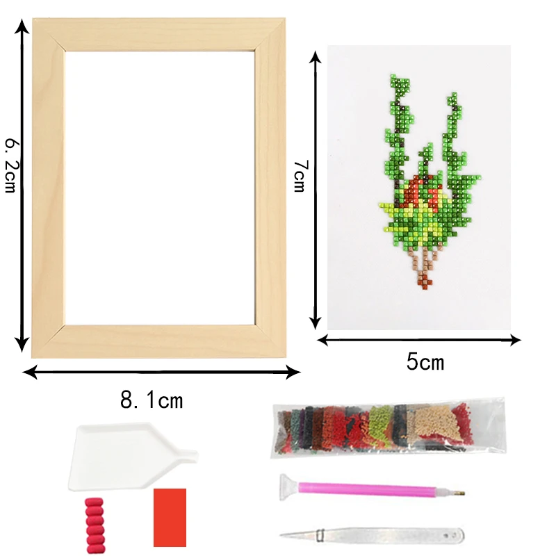 DIY 5d Mini Diamond Painting Custom Green Growing Plants in Pots Small Diamond Painting for Kids Adults Diamond Paintings Kits