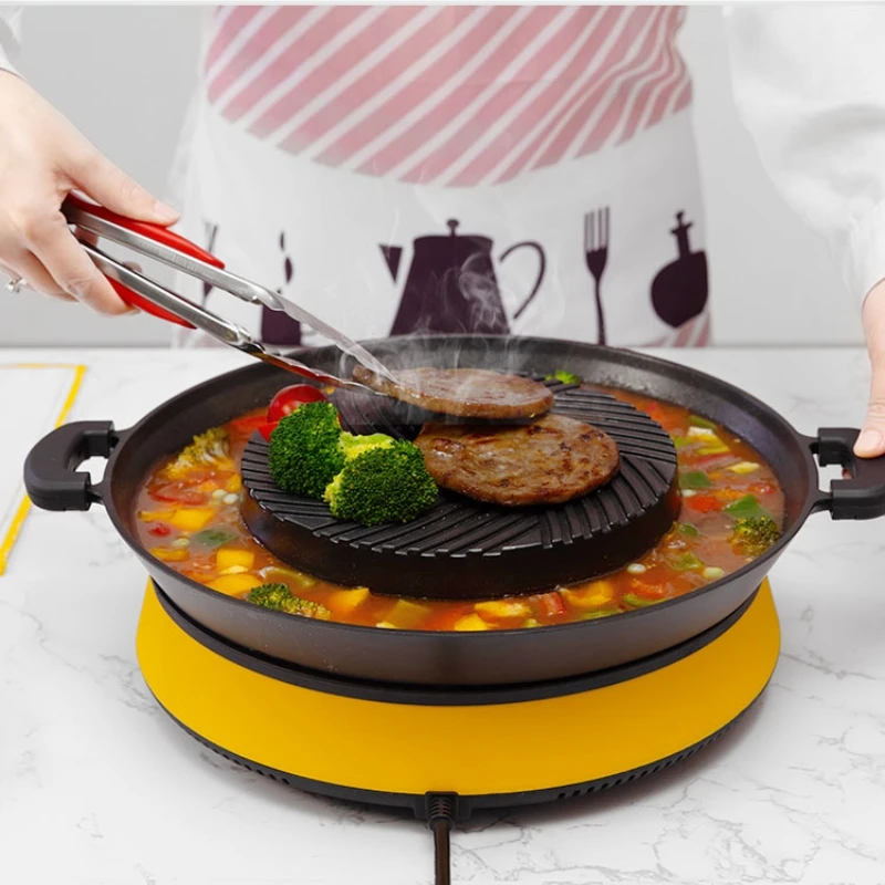Car travel induction hob electrical barbeque hot pot Korean small round shape induction cooker