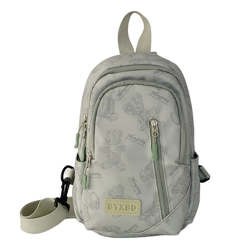 Cute bear print casual bag niche sports broadband student chest bag