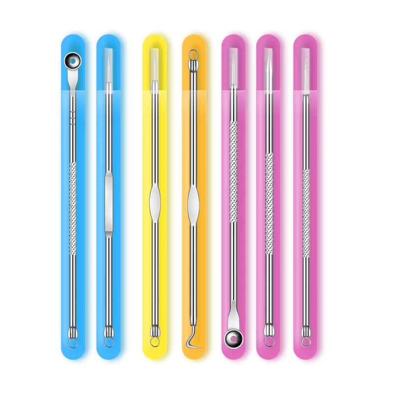 Производитель из нержавеющей стали иголок для удаления угрей на заколках 7 шт Двойная Головка трусики от так же иглы черных точек набор инструментов красоты