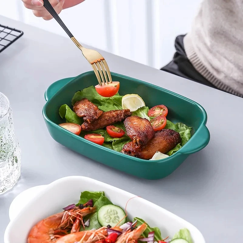 Недорогая Бытовая Посуда для выпечки разных цветов кухонная керамическая квадратная посуда