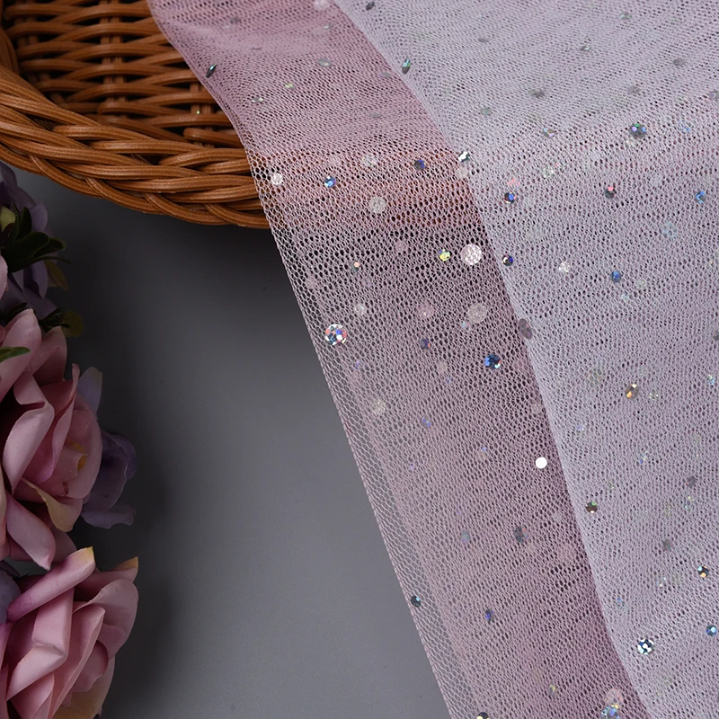 baby pink tulle stamping mesh fabric sequin tulle fabric sequin fabric for princess skirt