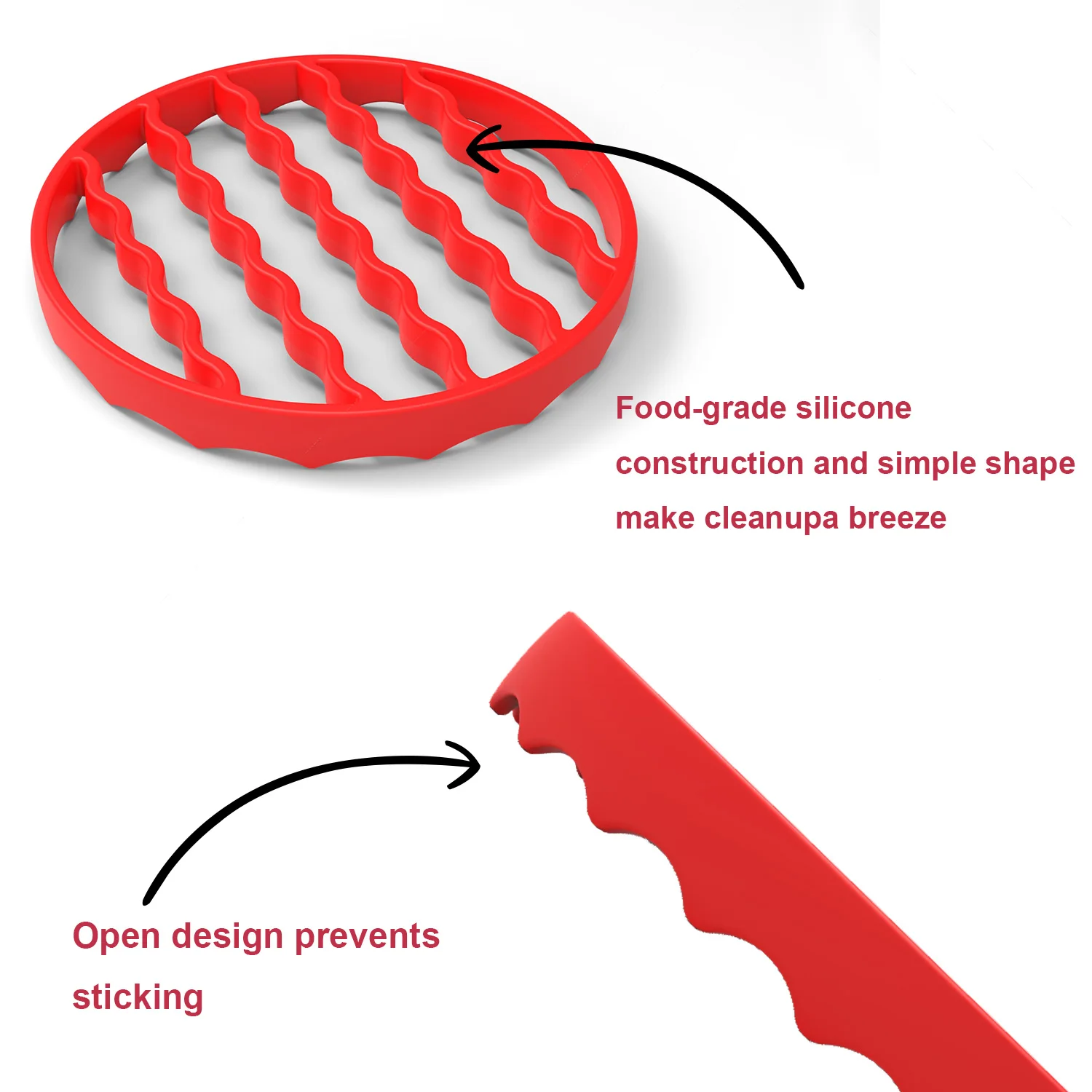 2 Pack Steaming Roasting Accessories Compatible Silicone Roasting Rack Round & Oval Roaster Racks For Coking Meat