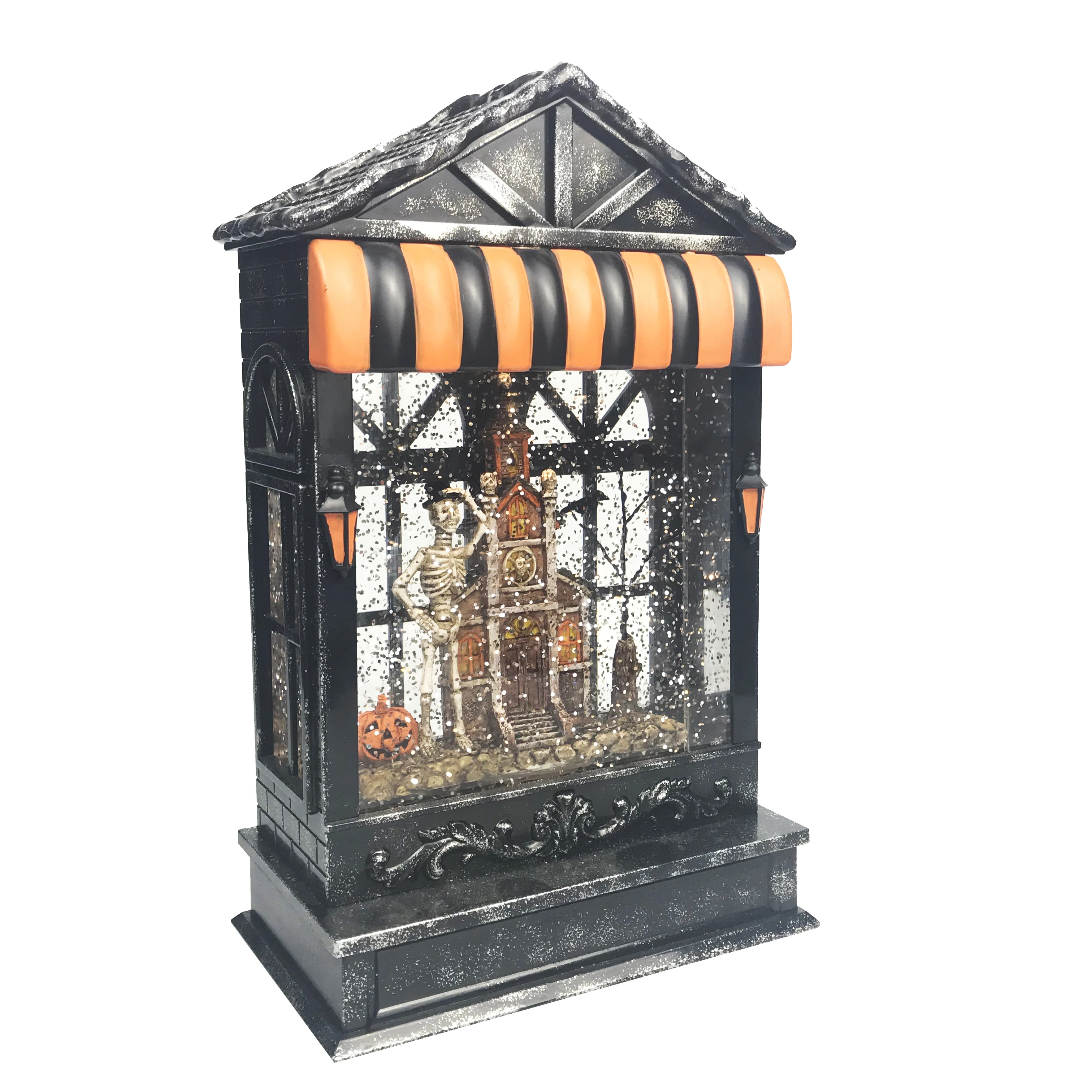 battery operated halloween lantern Glittering skull cheap plastic snow globe custom plastic snow globe souvenir